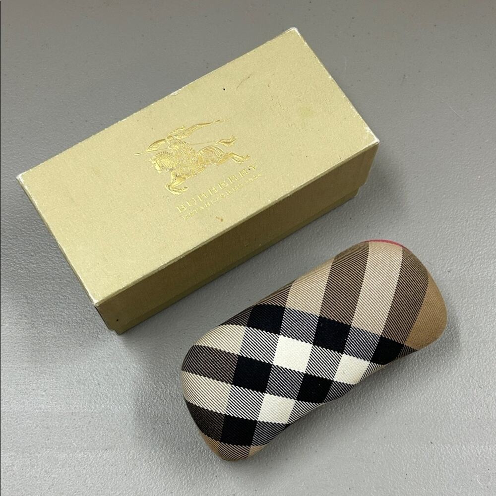 CASE ONLY Burberry Nova Check Plaid Glasses / Sunglass Case Black White Brown